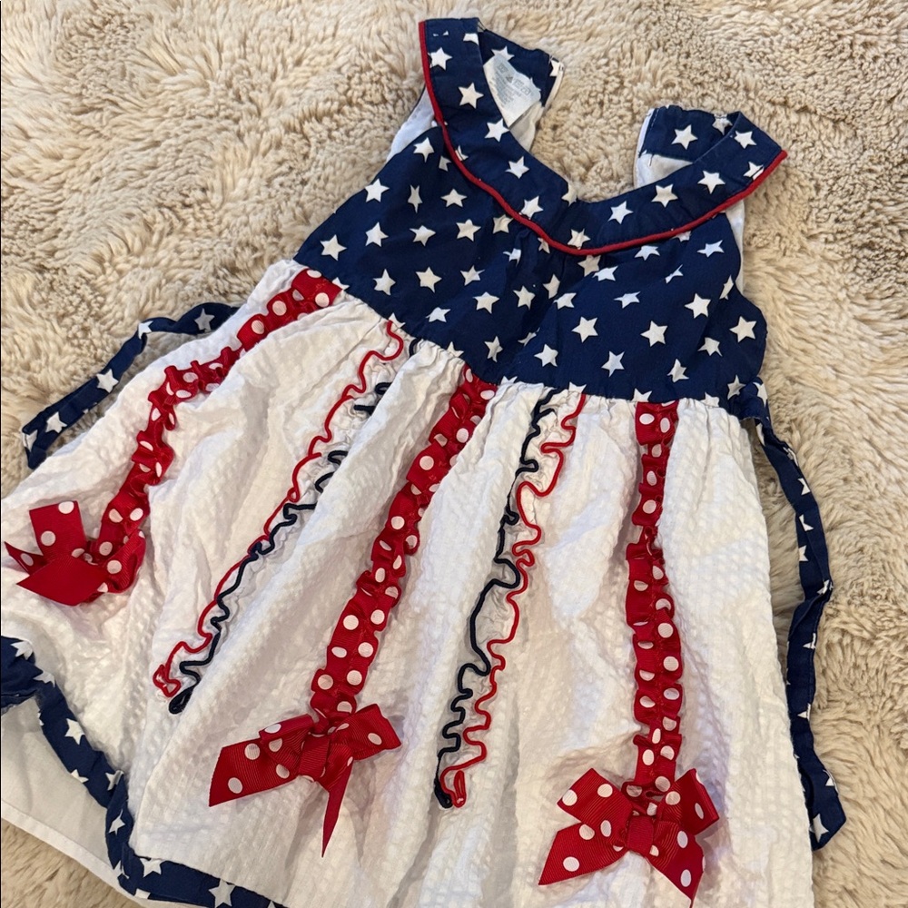 Bonnie Jean Patriotic Star and Bow Dress American Girl 3t Fourth of July